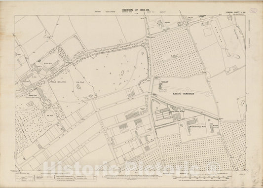 Historic Map : London (England), City Atlas Map, London Sheet V.100 1893 - Vintage Wall Art
