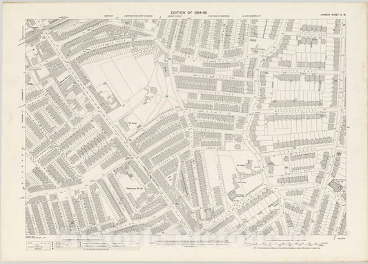 Historic Map : England , London (England), London (England), City Atlas Map, London Sheet VI.18 1895 , Vintage Wall Art