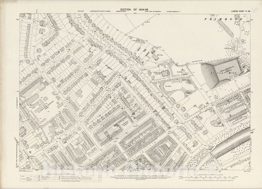 Historic Map : England , London (England), London (England), City Atlas Map, London Sheet VI.30 1895 , Vintage Wall Art