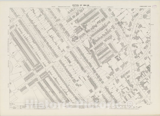 Historic Map : England , London (England), London (England), City Atlas Map, London Sheet VI.39 1894 , Vintage Wall Art