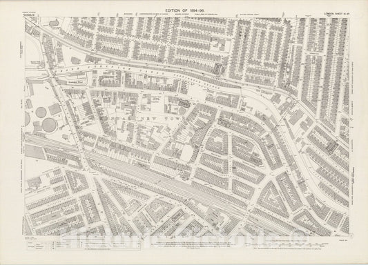 Historic Map : England , London (England), London (England), City Atlas Map, London Sheet VI.47 1895 , Vintage Wall Art