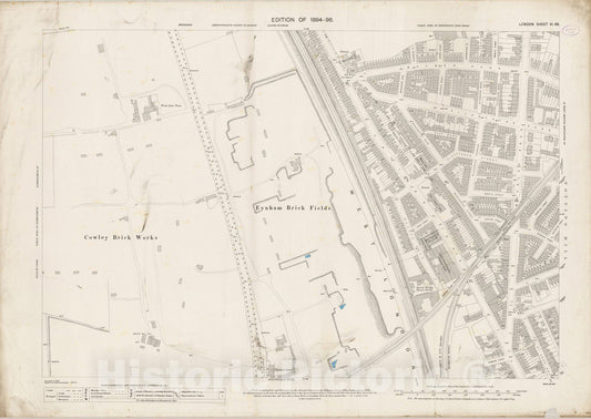 Historic Map : England , London (England), London (England), City Atlas Map, London Sheet VI.66 1895 , Vintage Wall Art