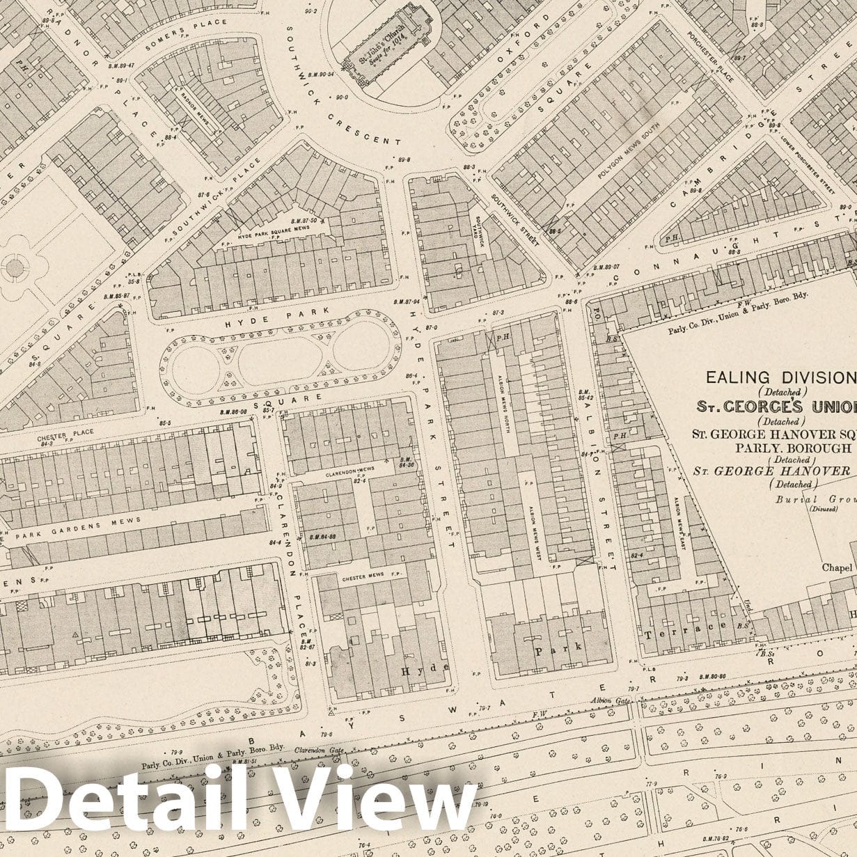 London, Sheet VI.70 - Survey Map, 1895 - Ordnance Survey Historical Print
