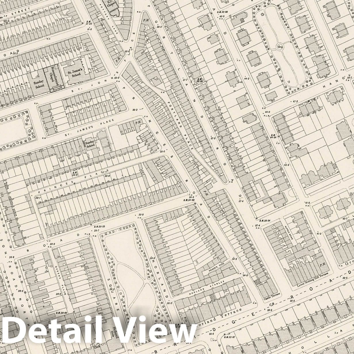 London, Sheet VI.77 - Survey Map, 1895 - Ordnance Survey Historical Print