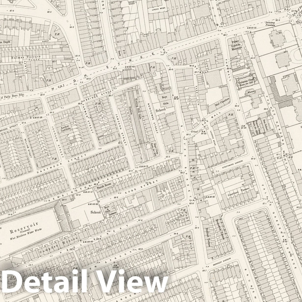 London, Sheet VI.78 - Survey Map, 1895 - Ordnance Survey Historical Print