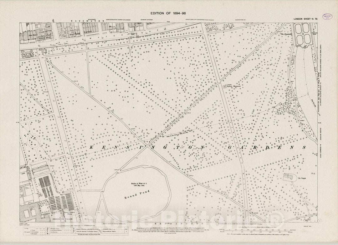 Historic Map : England , London (England), London (England), City Atlas Map, London Sheet VI.79 1895 , Vintage Wall Art