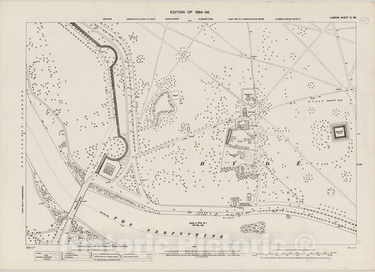 Historic Map : England , London (England), London (England), City Atlas Map, London Sheet VI.80 1895 , Vintage Wall Art