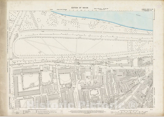 Historic Map : England , London (England), London (England), City Atlas Map, London Sheet VI.90 1895 , Vintage Wall Art
