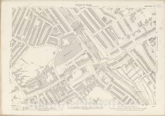 Historic Map : England , London (England), London (England), City Atlas Map, London Sheet VI.97 1895 , Vintage Wall Art