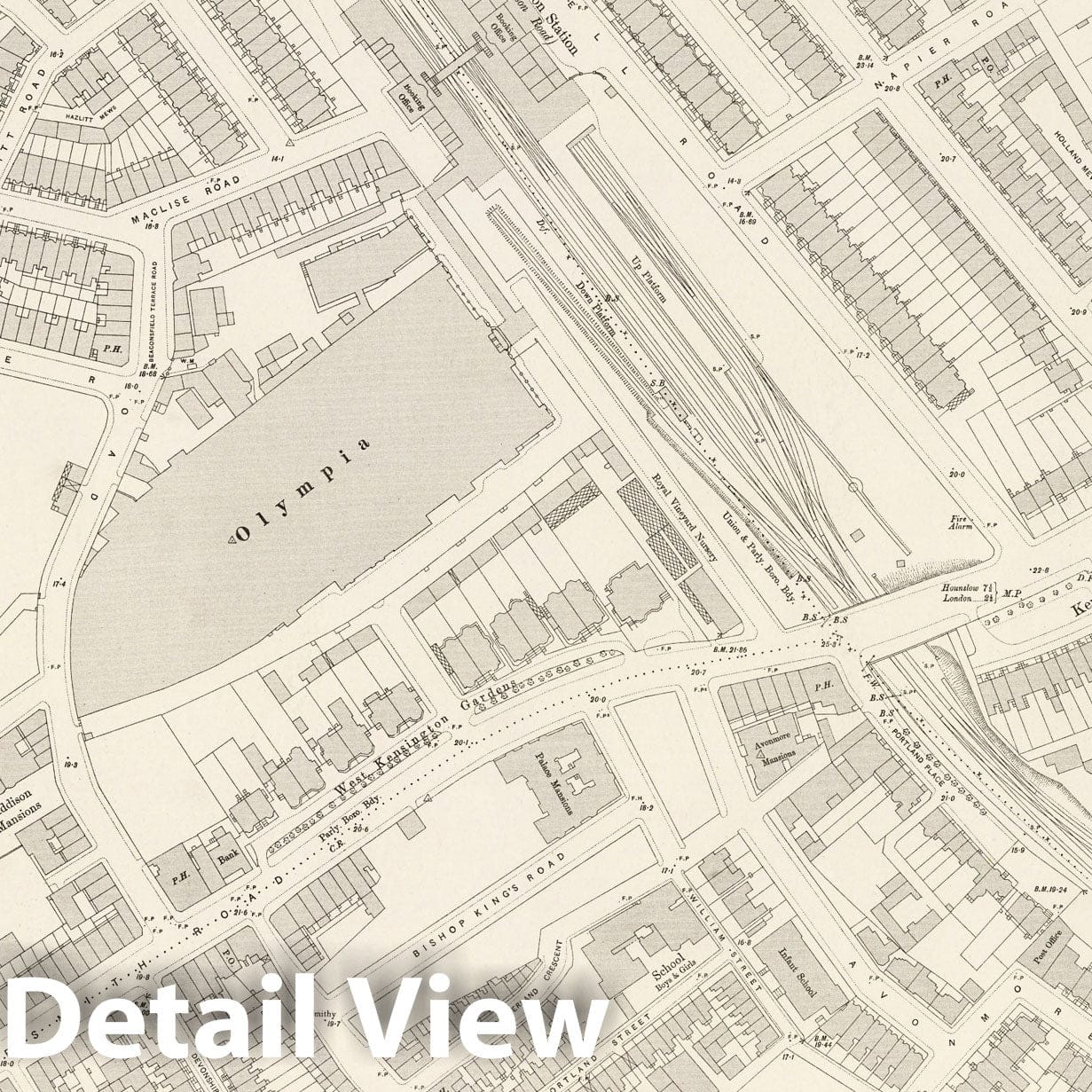 London - Survey Map, 1895 - Ordnance Survey Historical Map Print