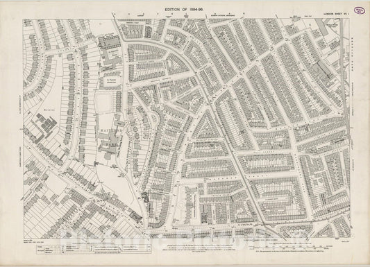 Historic Map : London (England), City Atlas Map, London Sheet VII.1 1895 - Vintage Wall Art