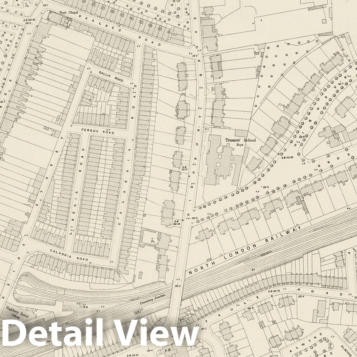 London - Survey Map, 1896 - Ordnance Survey Five feet to the Mile