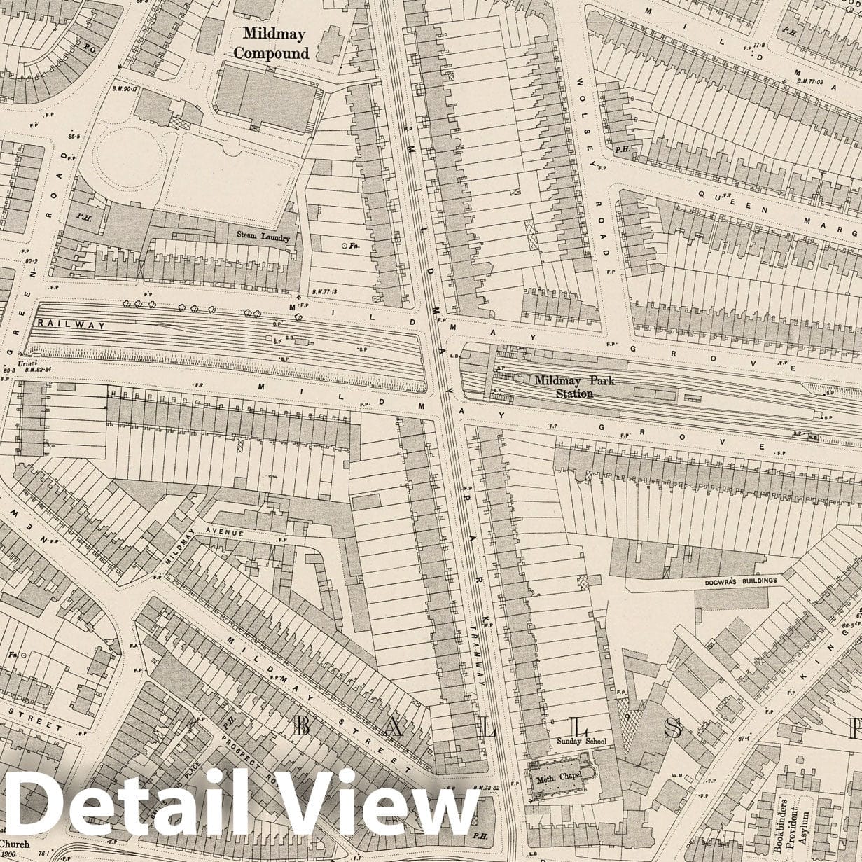 London - Survey Map, 1896 - Ordnance Survey Historical Print