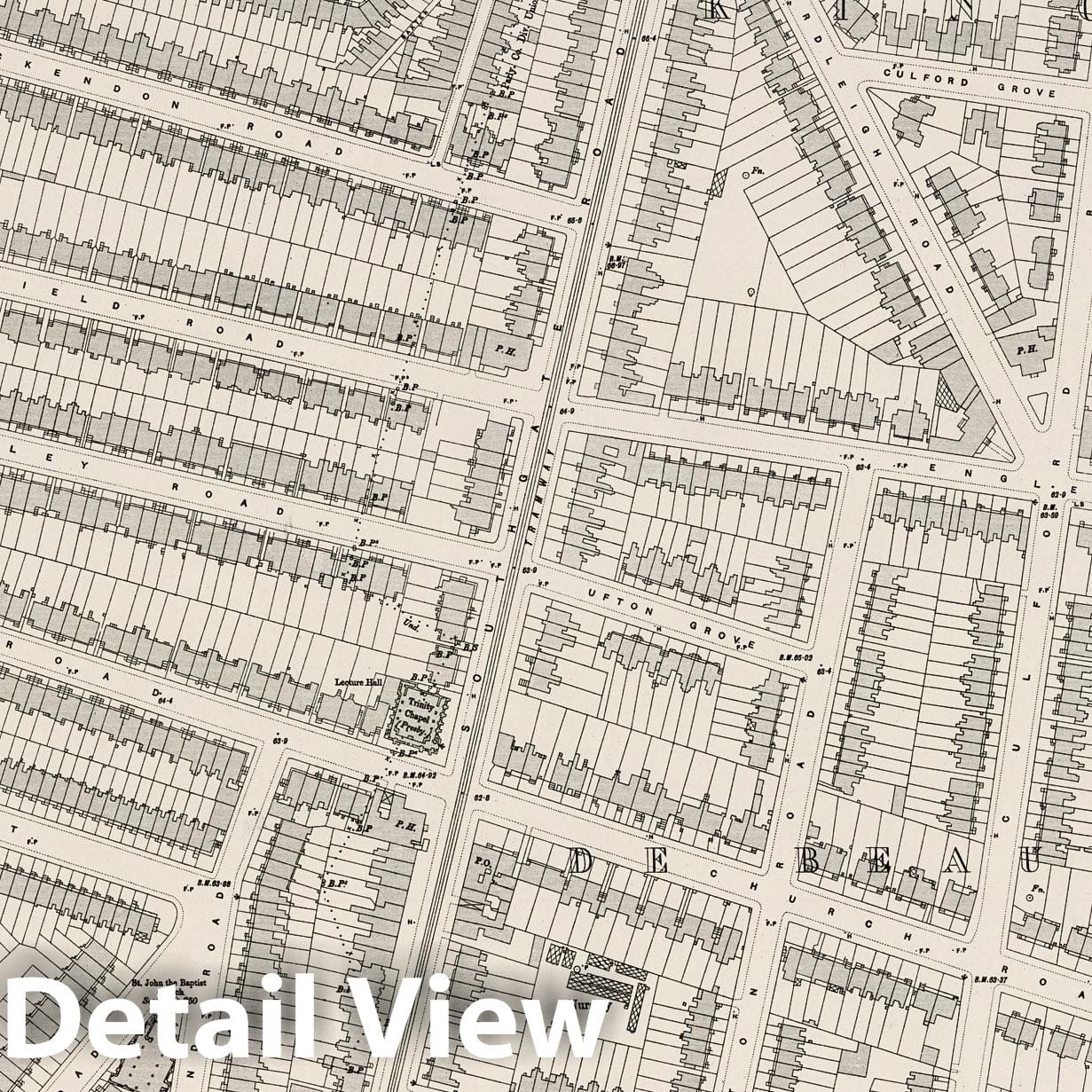 London, Sheet VII.16 - Survey Map, 1896 - Ordnance Survey Historical Print