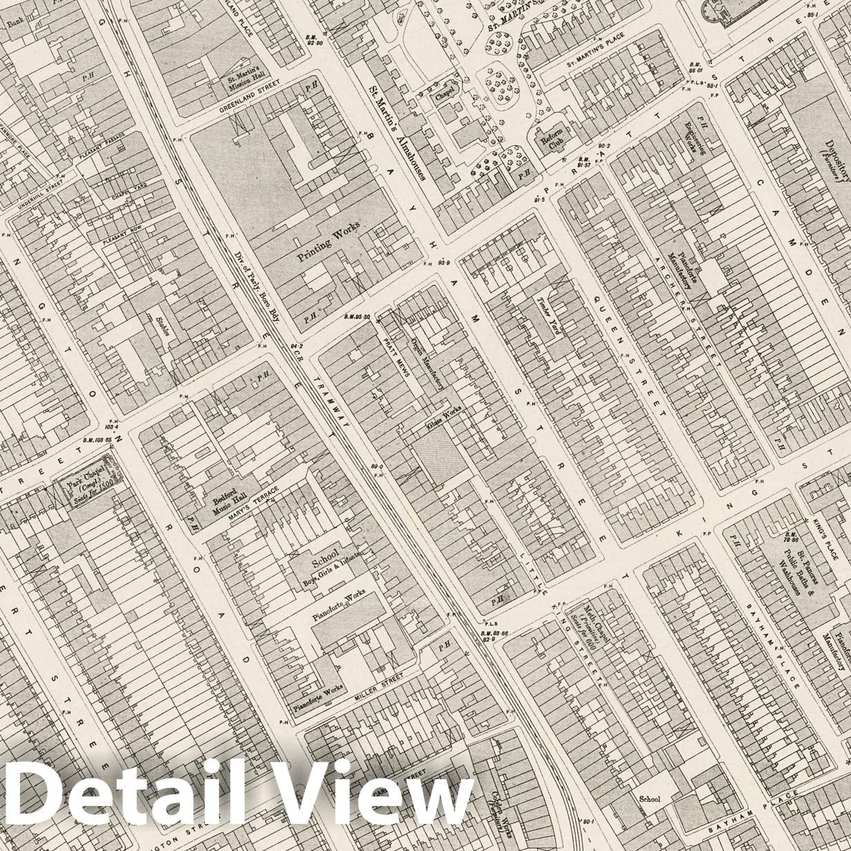 London, Sheet VII.22 - Survey Map, 1895 - Ordnance Survey Historical Print
