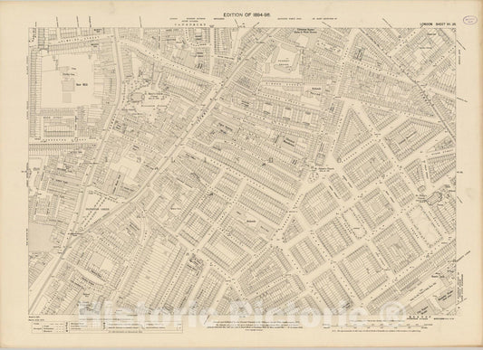 Historic Map : London (England), City Atlas Map, London Sheet VII.25 1896 - Vintage Wall Art