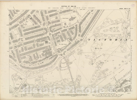 Historic Map : London (England), City Atlas Map, London Sheet VII.29 1895 - Vintage Wall Art