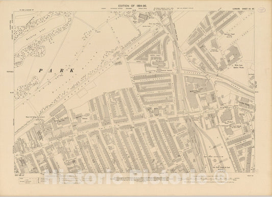 Historic Map : London (England), City Atlas Map, London Sheet VII.30 1895 - Vintage Wall Art