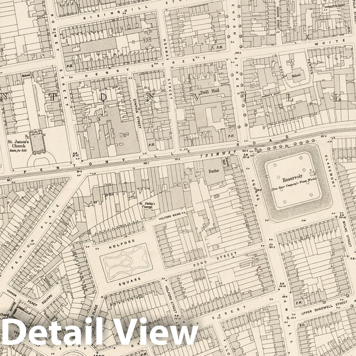 London Sheet VII.34 - Survey Map 1896 - Ordnance Survey Historical Print