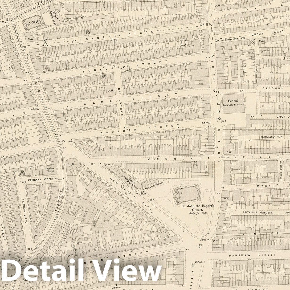 London, Sheet VII.36 - Survey Map, 1896 - Ordnance Survey Historical Print