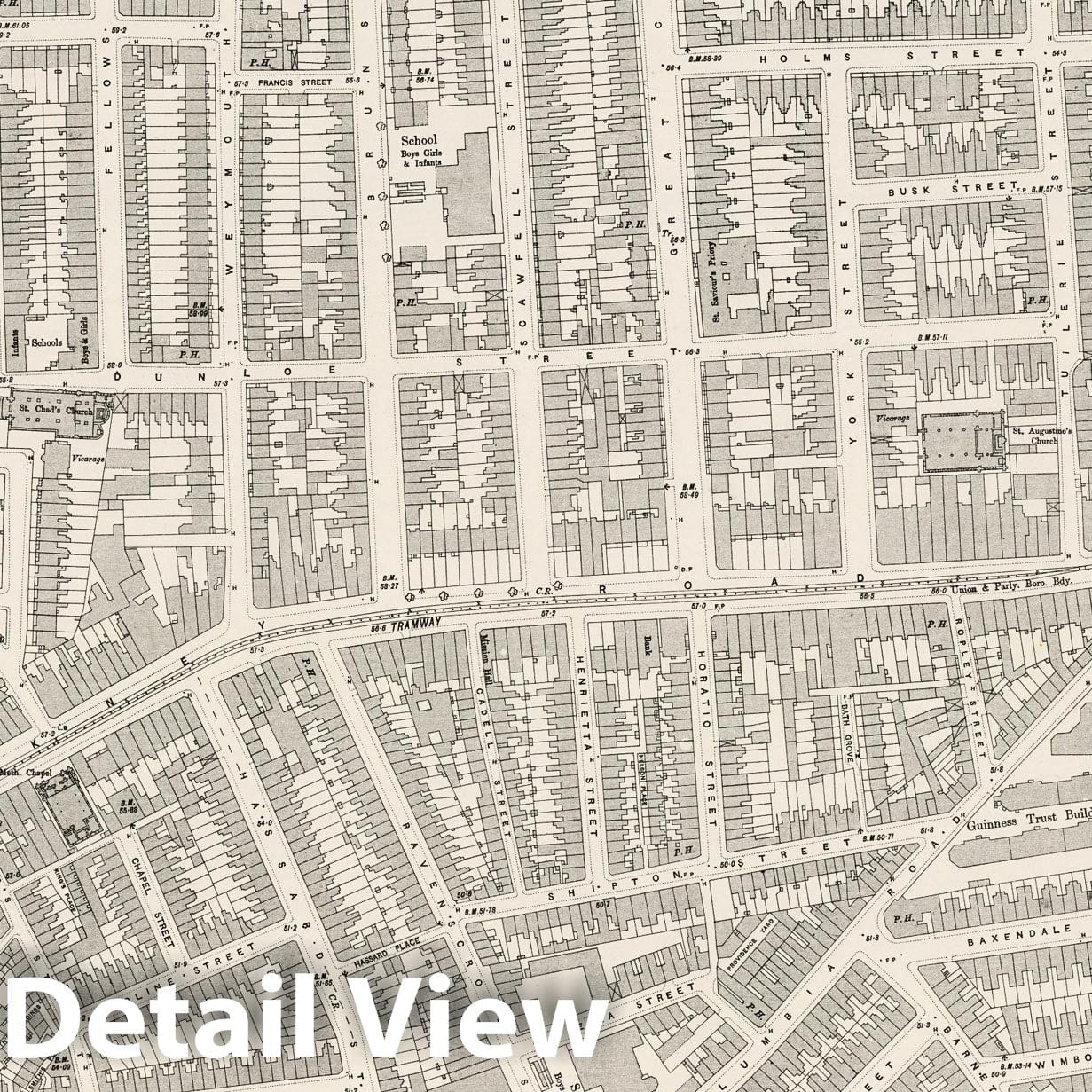 London, Sheet VII.37 - Survey Map, 1895 - Ordnance Survey Historical Print