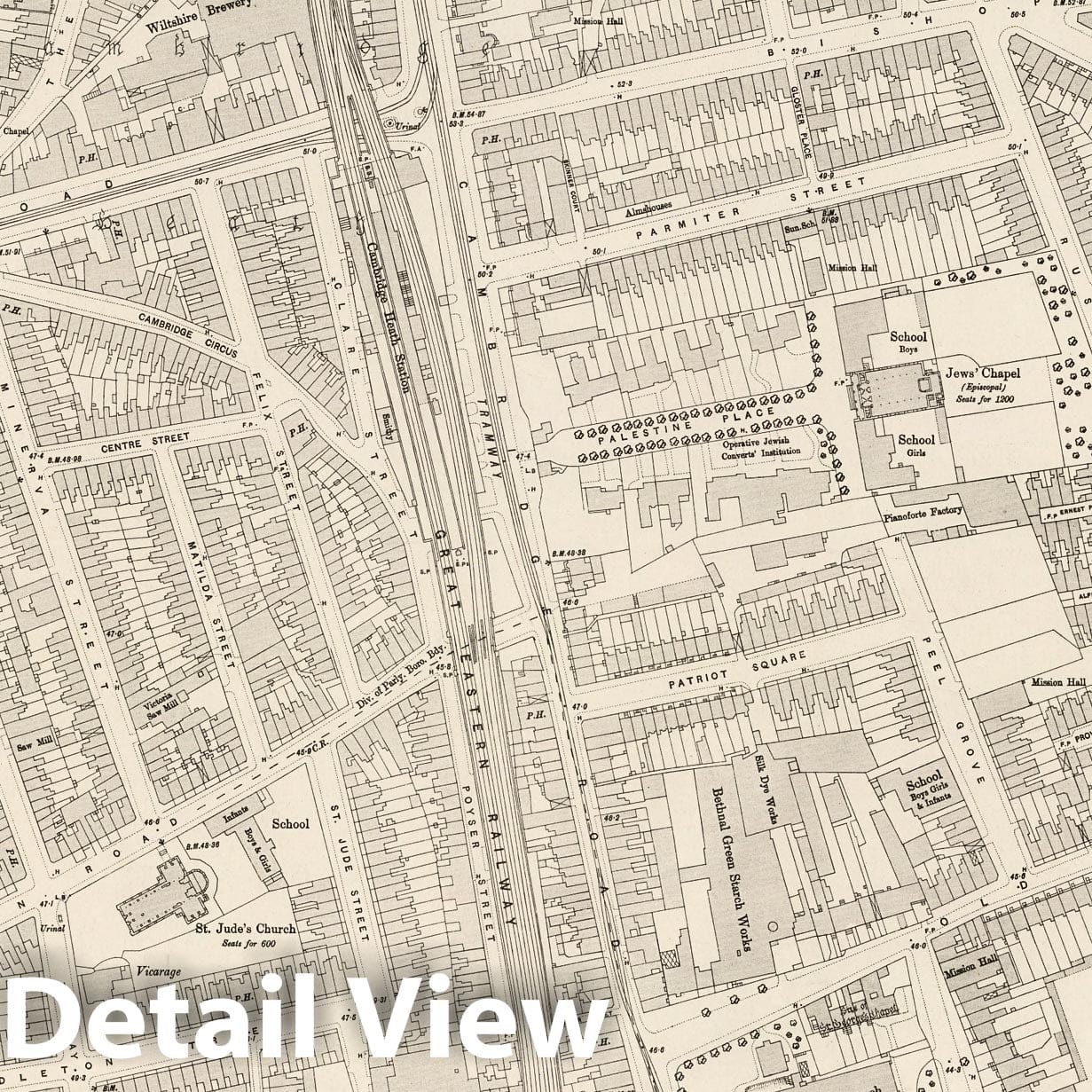 London, Sheet VII.38 - Survey Map, 1895 - Ordnance Survey Historical Map Print