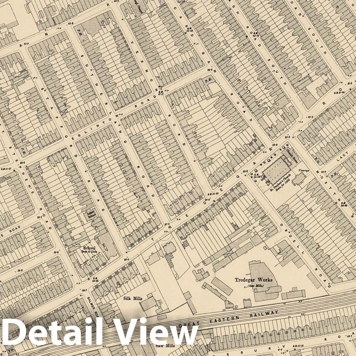 London, Sheet VII.40 - Survey Map, 1895 - Ordnance Survey Print