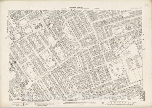 Historic Map : London (England), City Atlas Map, London Sheet VII.43 1895 - Vintage Wall Art