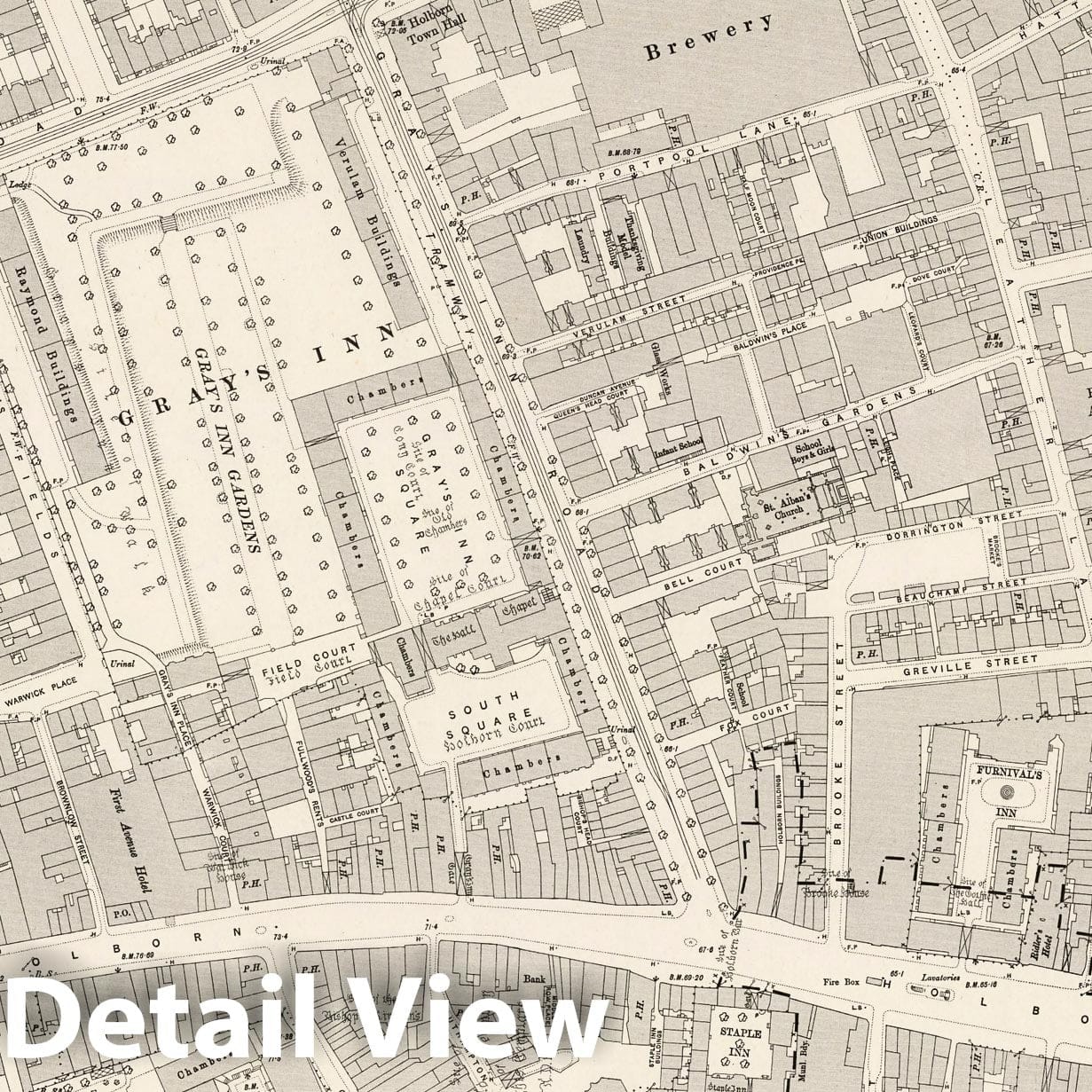 London, Sheet VII.54 - Survey Map, 1896 - Ordnance Survey Historical Print