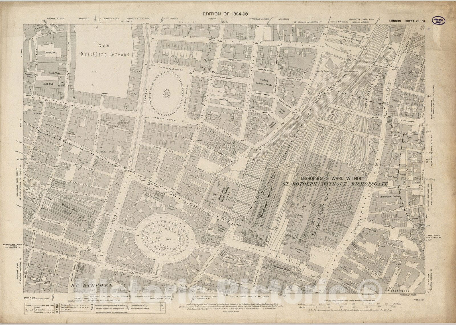Historic Map : London (England), City Atlas Map, London Sheet VII.56 1896 - Vintage Wall Art