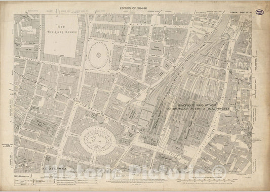 Historic Map : London (England), City Atlas Map, London Sheet VII.56 1896 - Vintage Wall Art