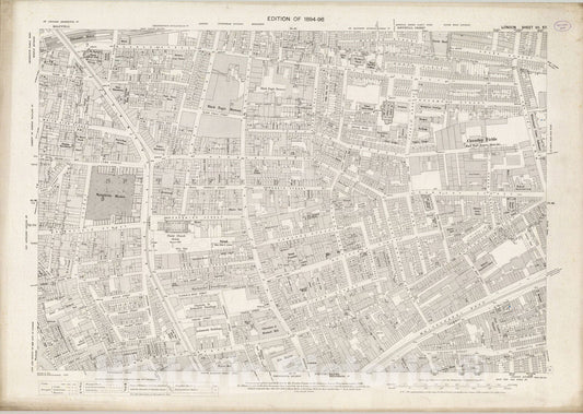 Historic Map : London (England), City Atlas Map, London Sheet VII.57 1896 - Vintage Wall Art