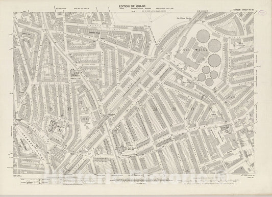 Historic Map : London (England), City Atlas Map, London Sheet VII.60 1896 - Vintage Wall Art
