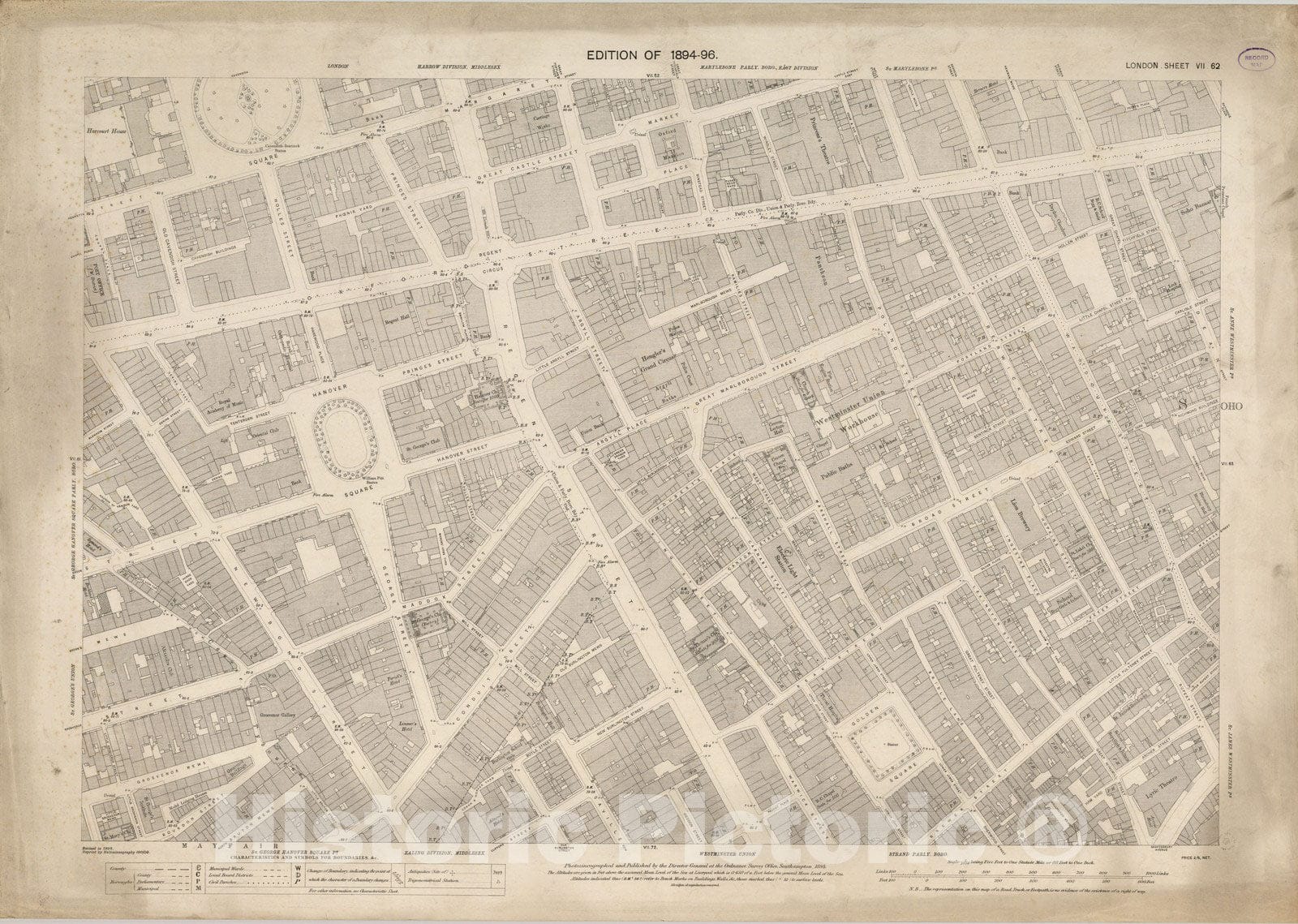 Historic Map : London (England), City Atlas Map, London Sheet VII.62 1895 - Vintage Wall Art