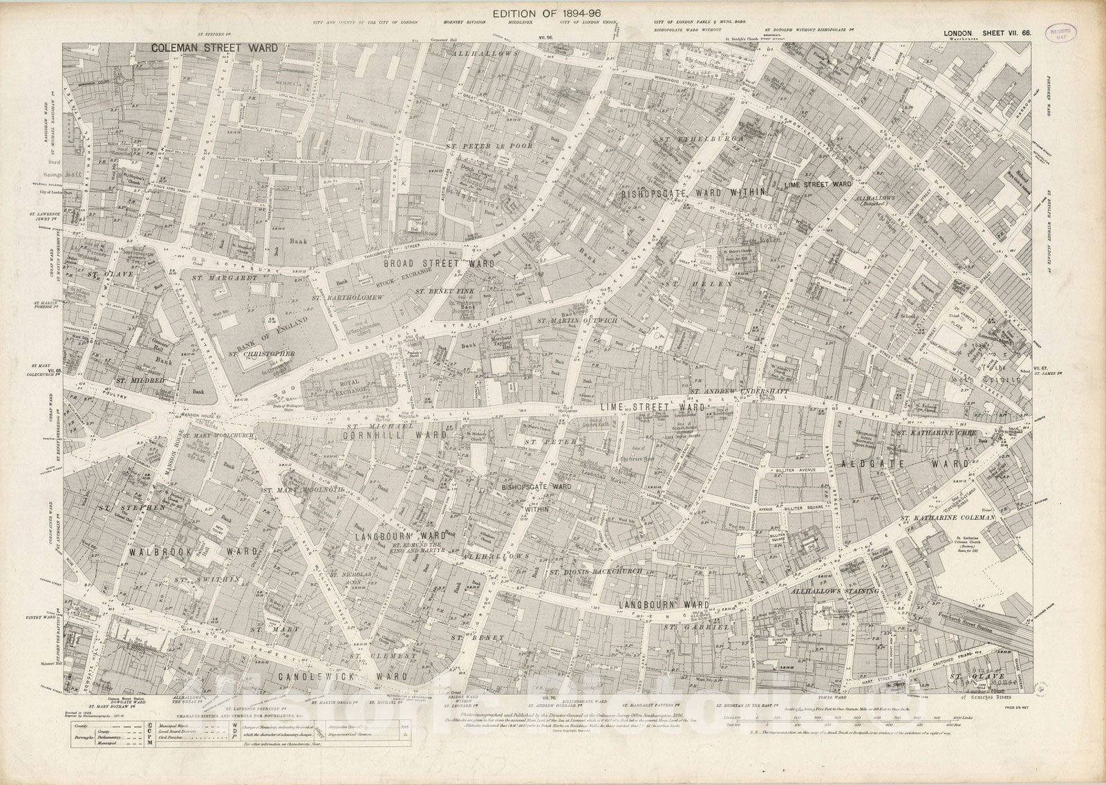 Historic Map : London (England), City Atlas Map, London Sheet VII.66 1896 - Vintage Wall Art