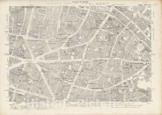 Historic Map : London (England), City Atlas Map, London Sheet VII.66 1896 - Vintage Wall Art