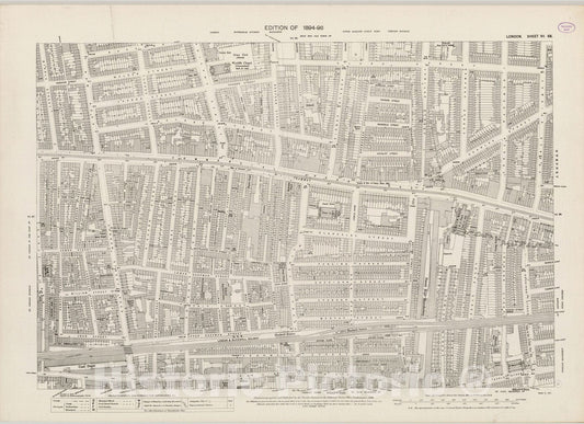 Historic Map : London (England), City Atlas Map, London Sheet VII.68 1896 - Vintage Wall Art