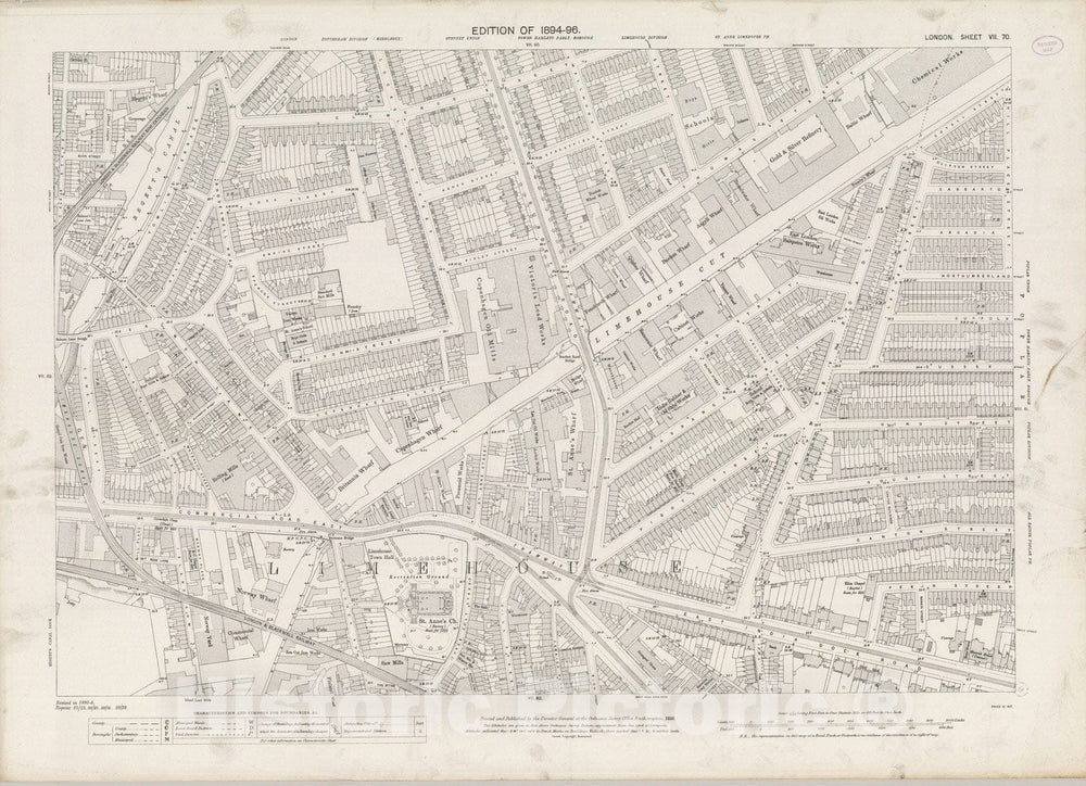 Historic Map : London (England), City Atlas Map, London Sheet VII.70 1895 - Vintage Wall Art