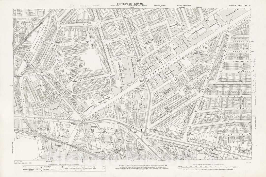 Historic Map : London (England), City Atlas Map, London Sheet VII.70 1895 - Vintage Wall Art