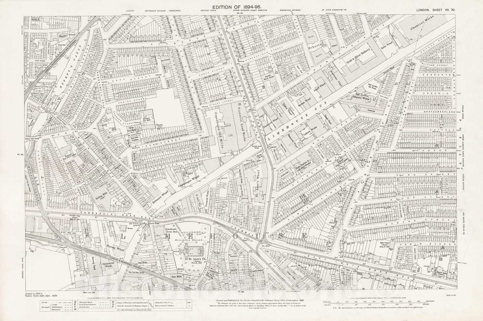 Historic Map : London (England), City Atlas Map, London Sheet VII.70 1895 - Vintage Wall Art