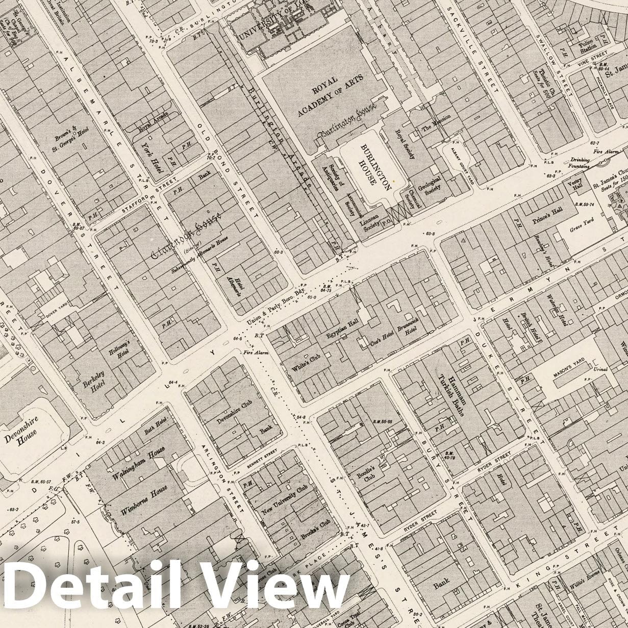 London Sheet VII.72 - Ordnance Survey Survey Map, 1895