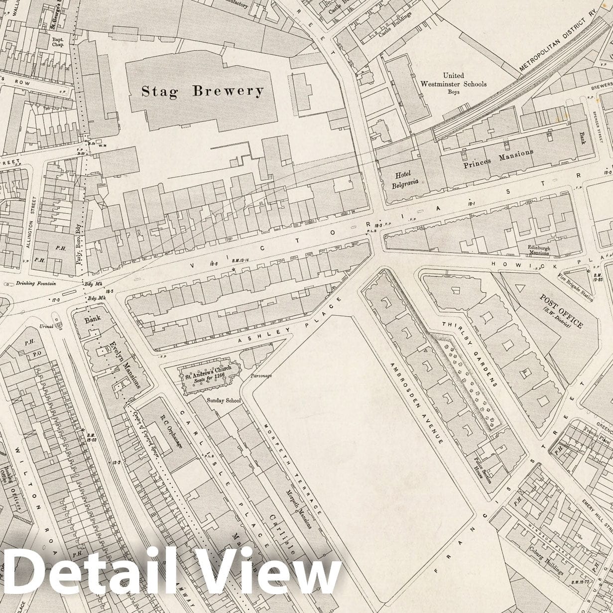 London - Sheet VII.92, 1895 - Ordnance Survey Historical Map Print
