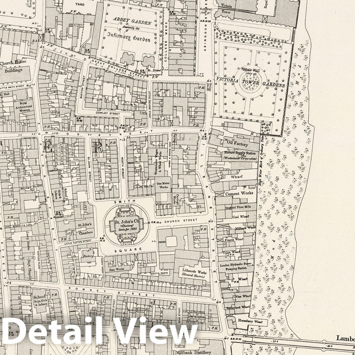 London - Sheet VII.93, 1895 - Ordnance Survey Historical Map Print
