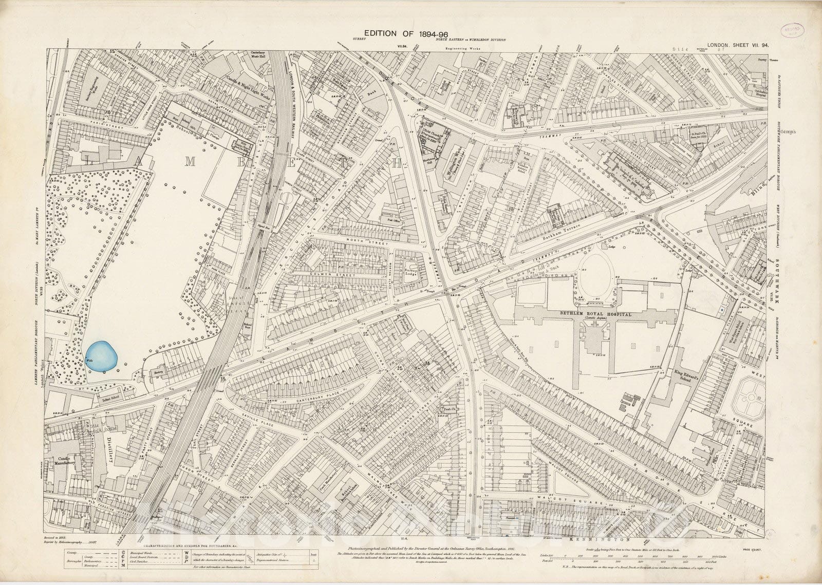 Historic Map : London (England), City Atlas Map, London Sheet VII.94 1895 - Vintage Wall Art