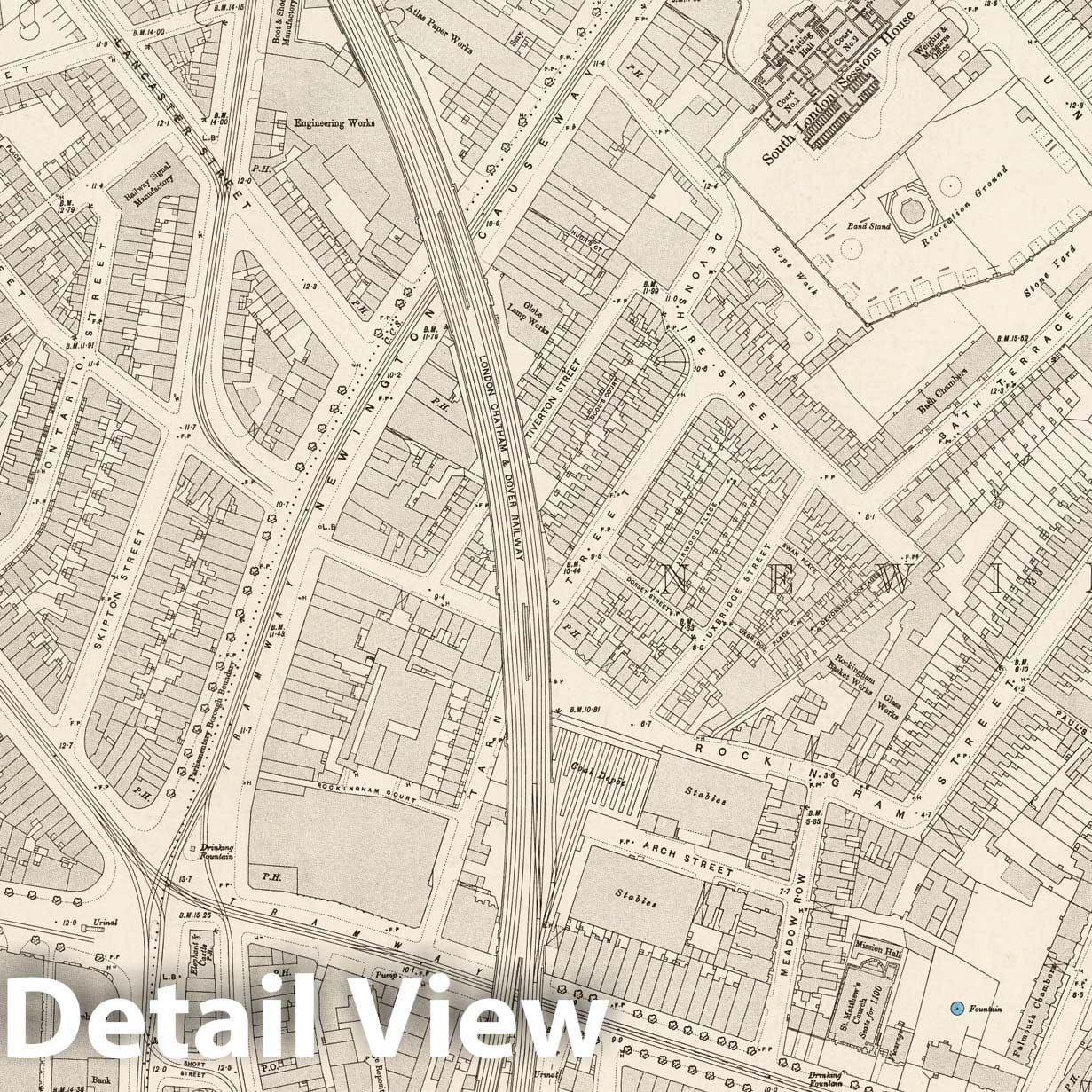 London - Sheet VII.95, 1895 - Ordnance Survey Historical Map Print