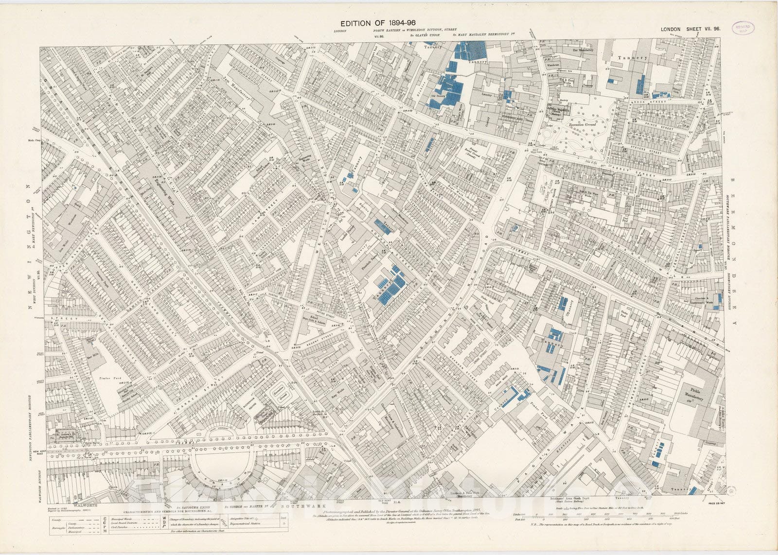 Historic Map : London (England), City Atlas Map, London Sheet VII.96 1895 - Vintage Wall Art