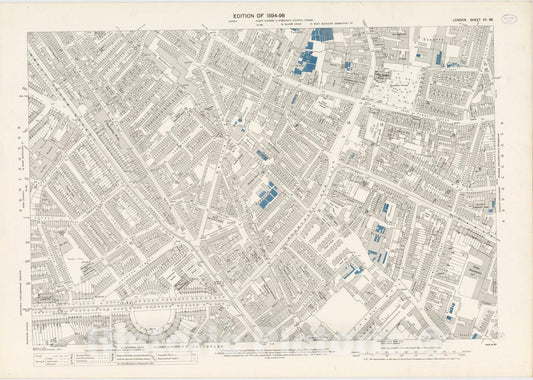 Historic Map : London (England), City Atlas Map, London Sheet VII.96 1895 - Vintage Wall Art