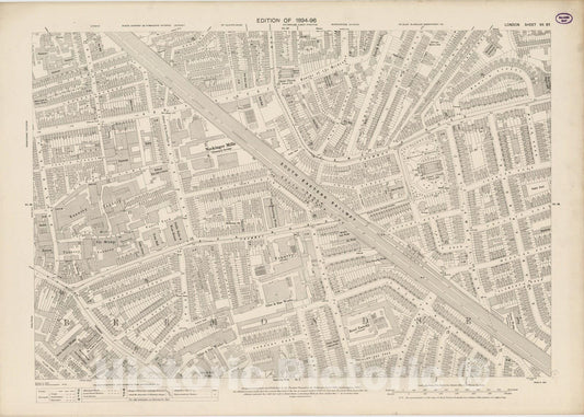 Historic Map : London (England), City Atlas Map, London Sheet VII.97 1895 - Vintage Wall Art