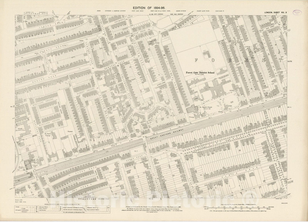 Historic Map : London (England), City Atlas Map, London Sheet VIII.3 1895 - Vintage Wall Art
