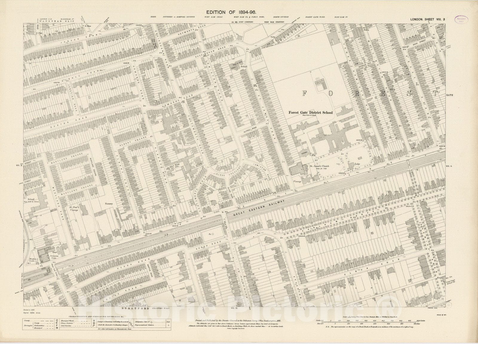 Historic Map : London (England), City Atlas Map, London Sheet VIII.3 1895 - Vintage Wall Art